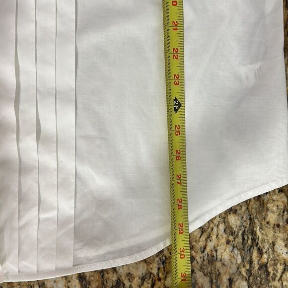 J. Jill Stretch White Cotton Pleated Front Long Sleeve Button Down Shirt Size L - Picture 9 of 10
